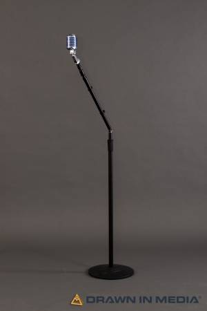 Chrome and Blue old fashioned microphone on a microphone stand